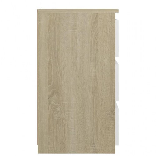 Natborde 2 stk. 40x35x62,5 cm konstrueret træ hvid og sonoma-eg