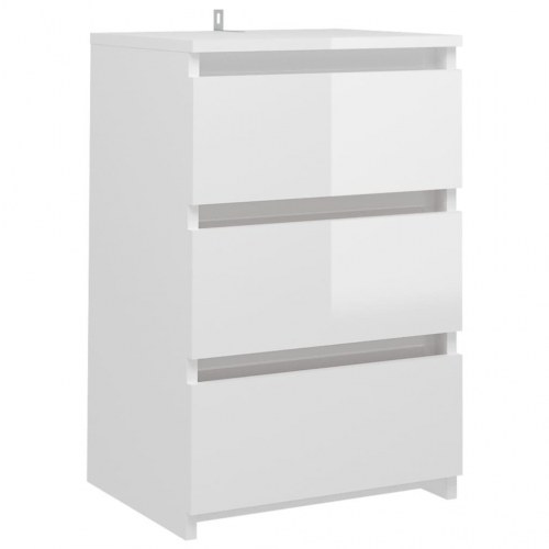 Natborde 2 stk. 40x35x62,5 cm konstrueret træ hvid højglans