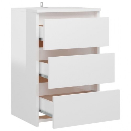 Natborde 2 stk. 40x35x62,5 cm konstrueret træ hvid højglans