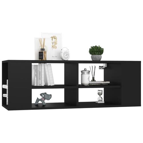 Væghængt tv-bord 102x35x35 cm konstrueret træ sort