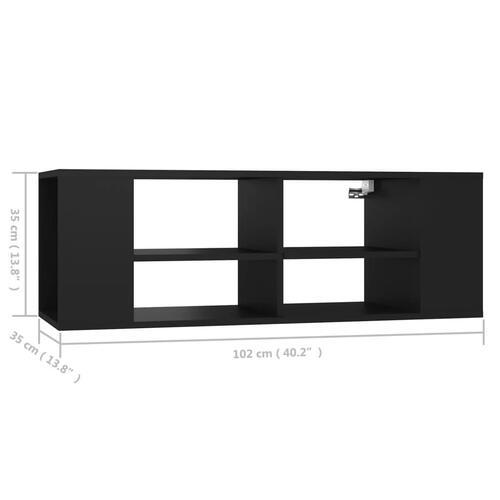 Væghængt tv-bord 102x35x35 cm konstrueret træ sort