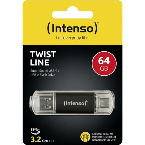 INTENSO Twist Line USB-stik 64 GB - antracit