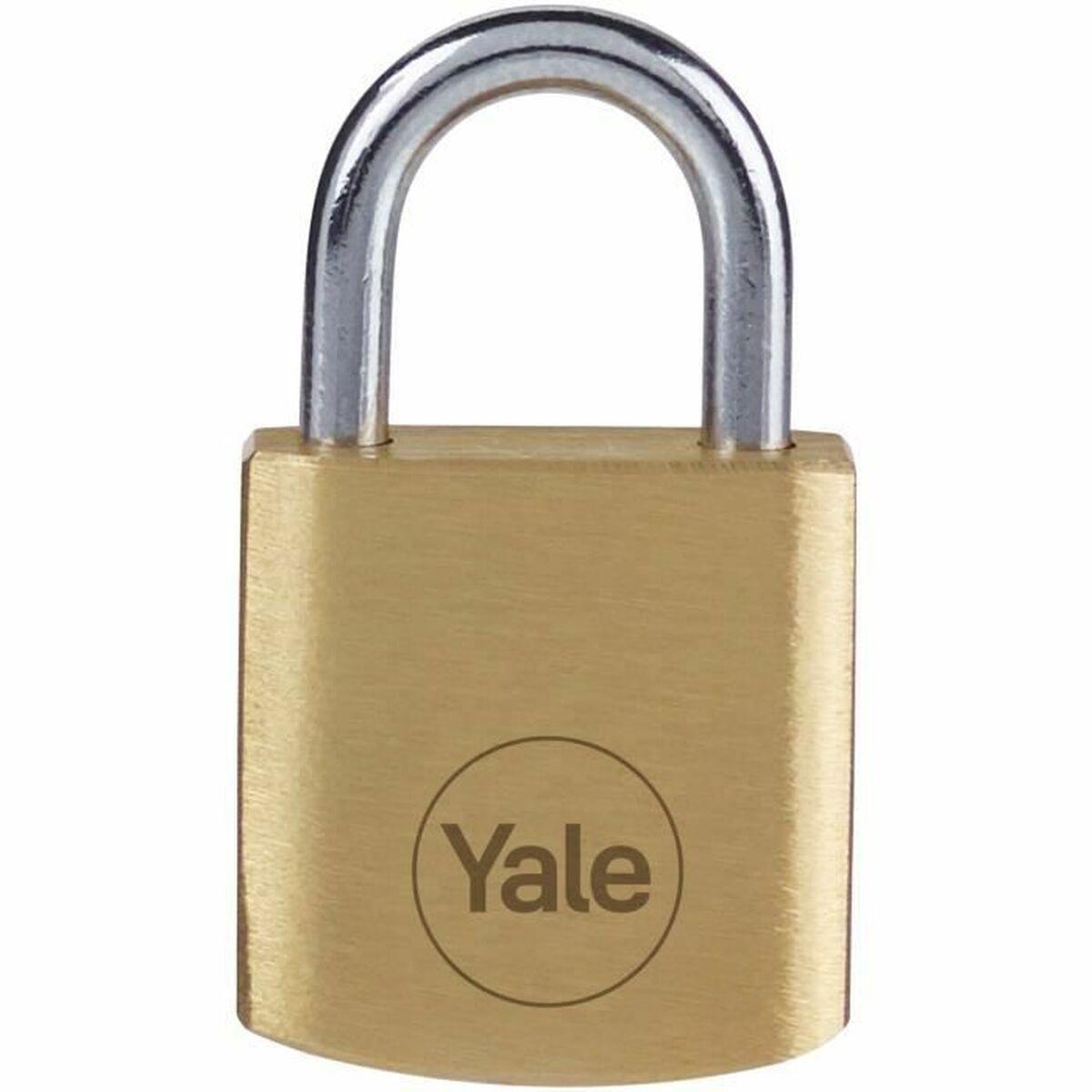 Hængelås med nøgle Yale - stål, gylden, 4 stk.