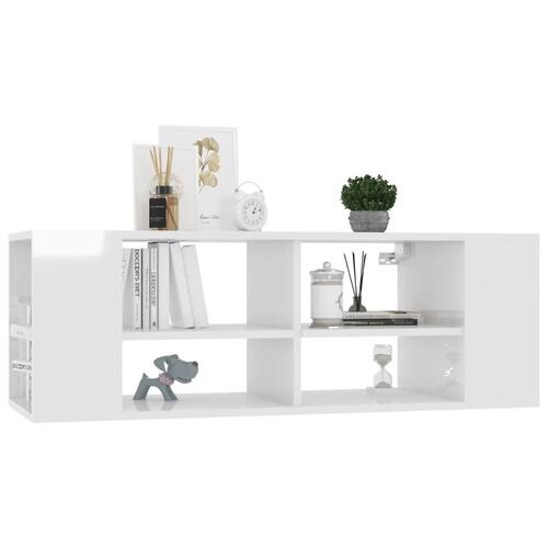 Væghængt tv-bord 102x35x35 cm konstrueret træ hvid højglans