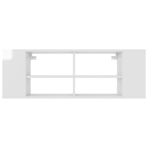 Væghængt tv-bord 102x35x35 cm konstrueret træ hvid højglans
