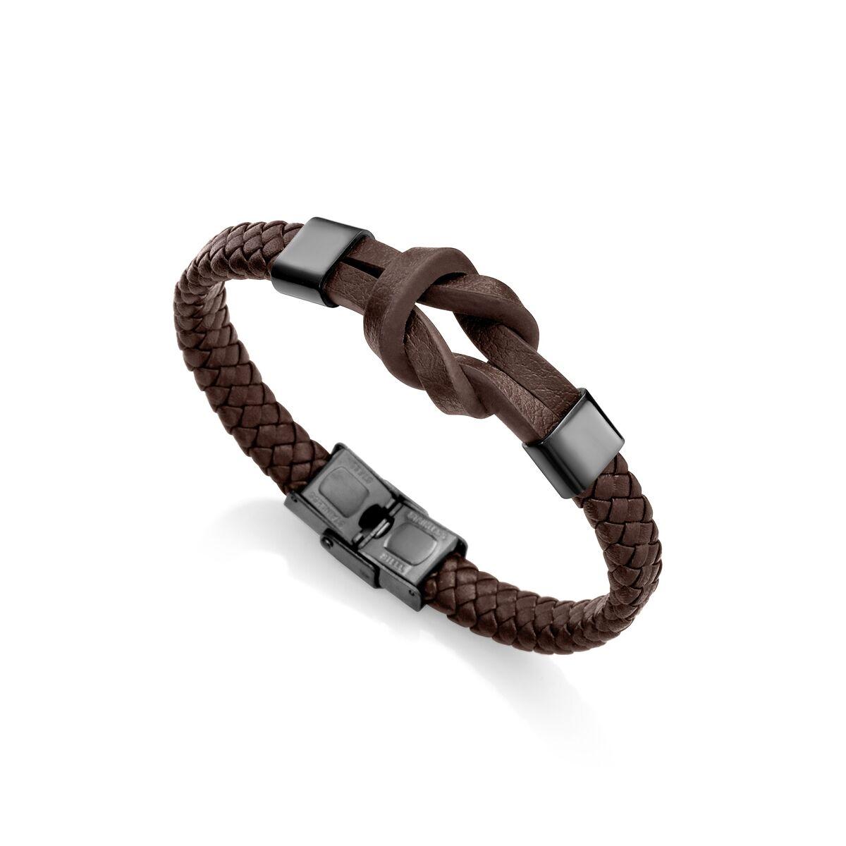 Armbånd til mænd - brun flet med knudedetalje