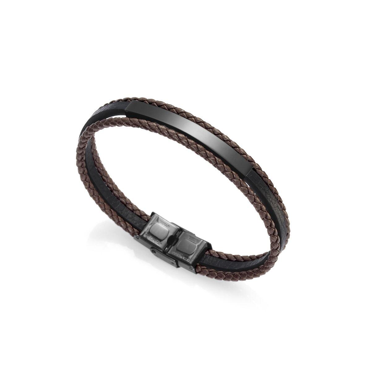Armbånd til mænd - flettet læder, sort/brun