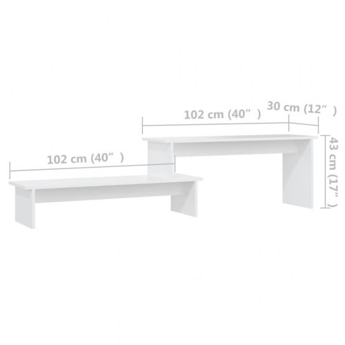 Tv-bord i hvidt konstrueret træ - 180 × 30 × 43 cm, justerbar længde