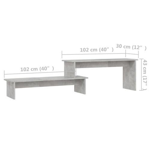 Tv-bord 180x30x43 cm konstrueret træ betongrå