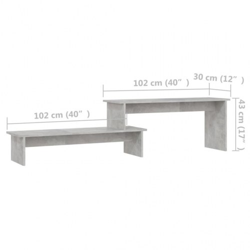 Tv-bord i konstrueret træ 180×30×43 cm - betongrå, justerbar tophylde