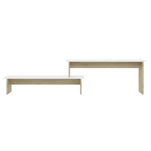Tv-bord 180x30x43 cm konstrueret træ sonoma-eg og hvid