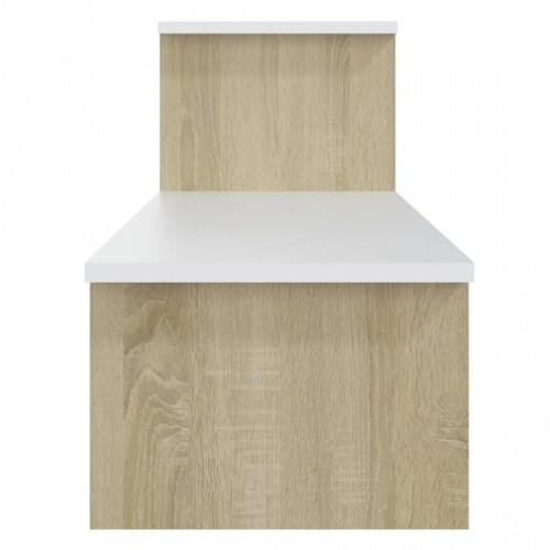 Tv-bord 180x30x43 cm konstrueret træ sonoma-eg og hvid