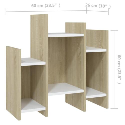 Sideskab 60x26x60 cm spånplade hvid og sonoma-eg