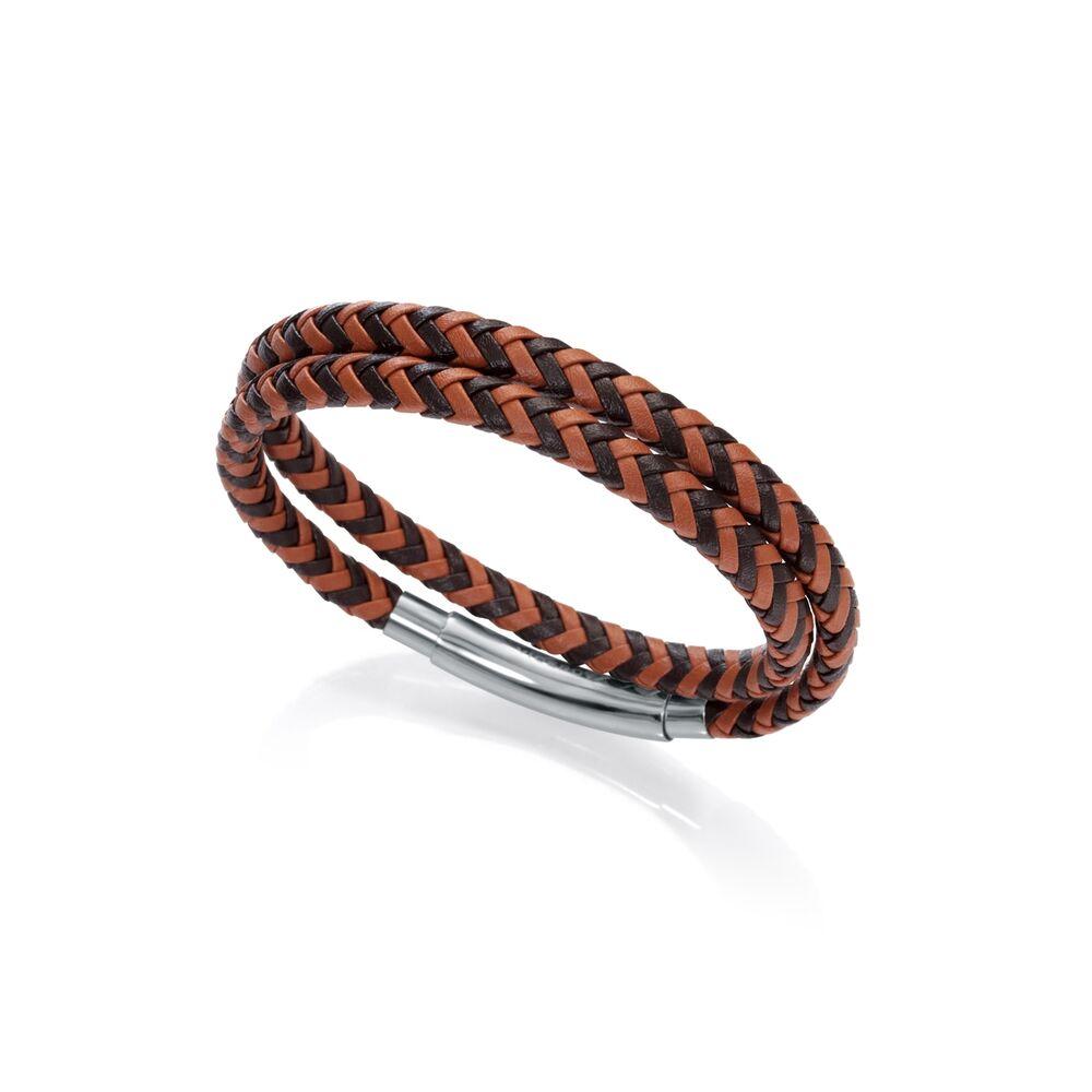 Armbånd til mænd - flettet design, brun/sort