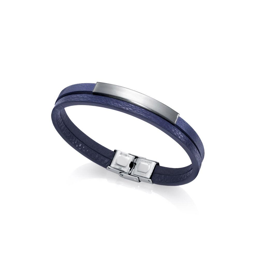 Armbånd til mænd 15083P01013 - blå læder og stål