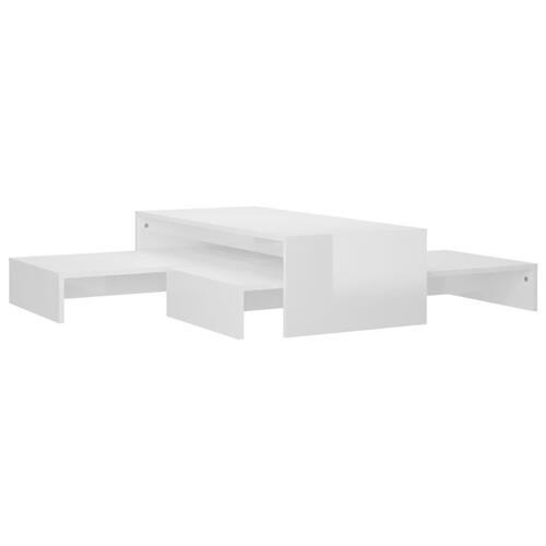 Indskudt sofabordssæt 100x100x26,5 cm hvid højglans
