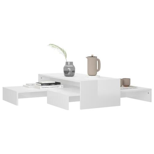 Indskudt sofabordssæt 100x100x26,5 cm hvid højglans