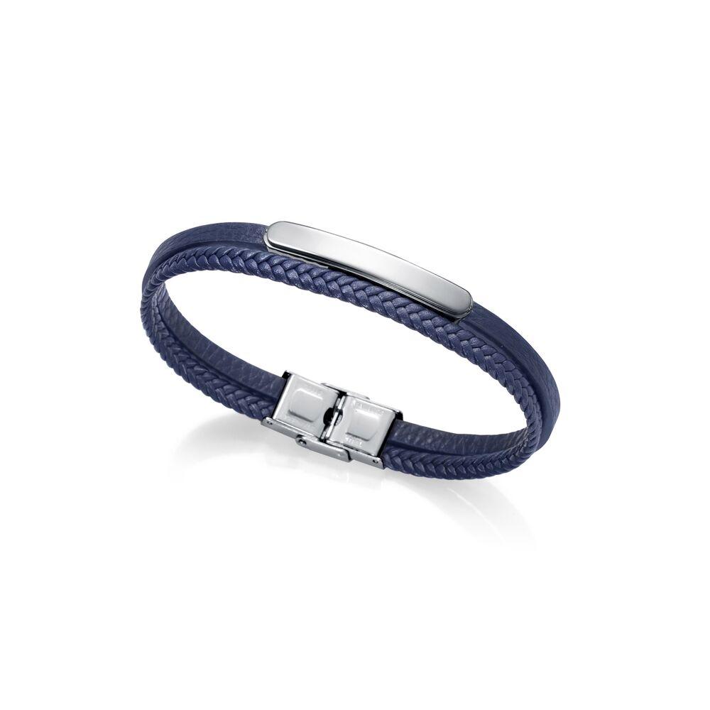 Armbånd til mænd 15082P09013 - blå læderlook