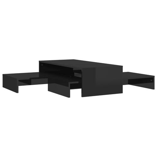 Indskudt sofabordssæt 100x100x26,5 cm sort højglans