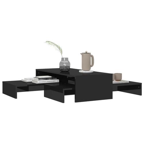 Indskudt sofabordssæt 100x100x26,5 cm sort højglans