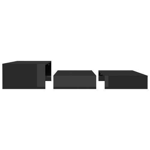 Indskudt sofabordssæt 100x100x26,5 cm sort højglans