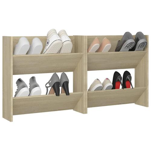 Væghængt skoskab 2 stk. 60x18x60 cm konstrueret træ sonoma-eg