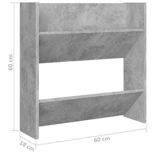 Væghængt skoskab 60x18x60 cm konstrueret træ betongrå