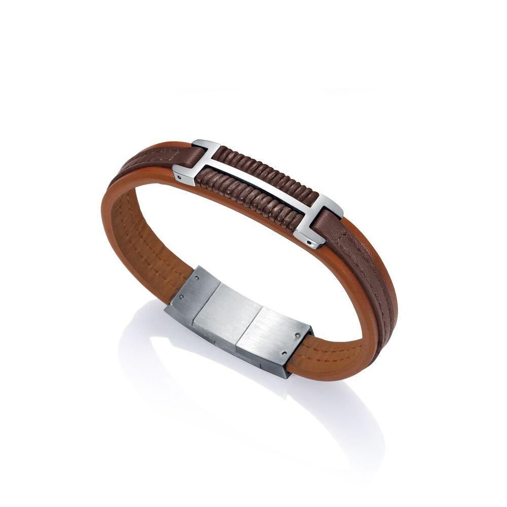 Armbånd til mænd 75094P01013 - brun læderlook