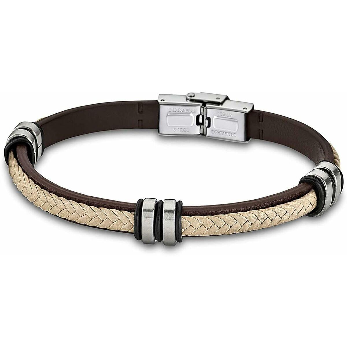 Lotus LS1829-2/6 armbånd til mænd - læderlook med stål-detaljer