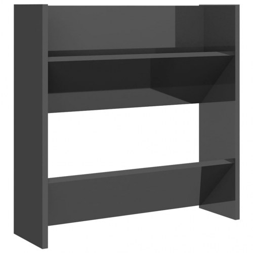 Væghængt skoreol 2 stk. 60 x 18 x 60 cm - grå højglans