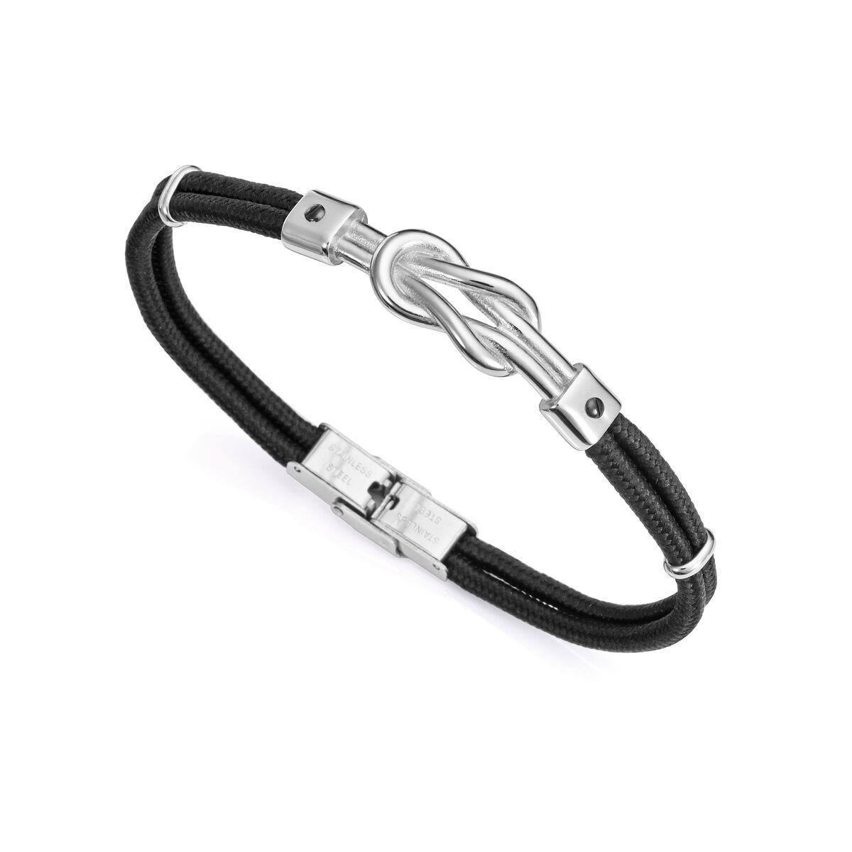 Armbånd til mænd - 14019P01010, sort snor og stål