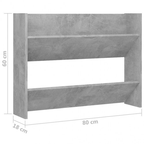 Væghængte skoskabe 2 stk. 80 x 18 x 60 cm - betongrå