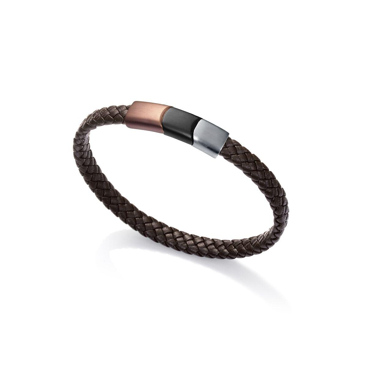 Armbånd til mænd - brun flet i læder