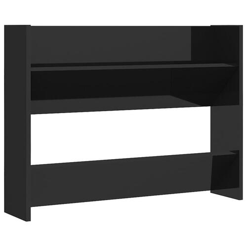 Væghængte skoskabe 2 stk. 80x18x60 cm spånplade sort højglans