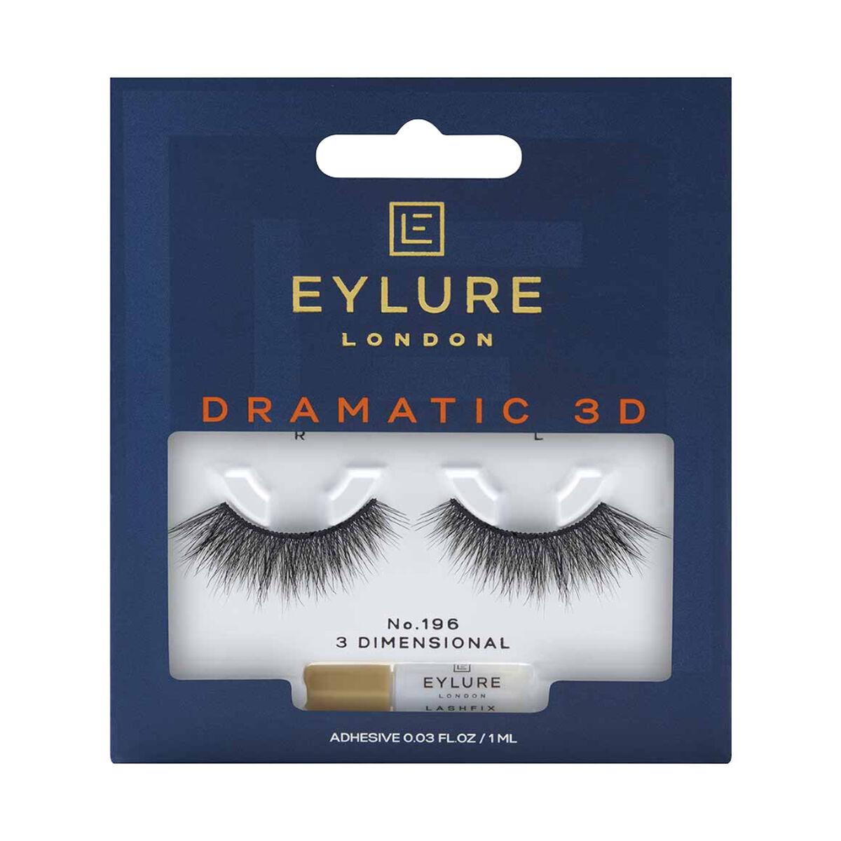 Falske øjenvipper Eylure Dramatic 3D No. 196 - sæt med lim