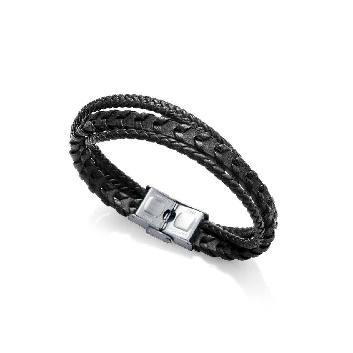 Armbånd til mænd - sort flettet læder