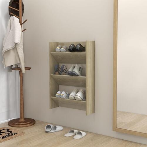 Væghængt skoskab 60x18x90 cm spånplade sonoma-eg