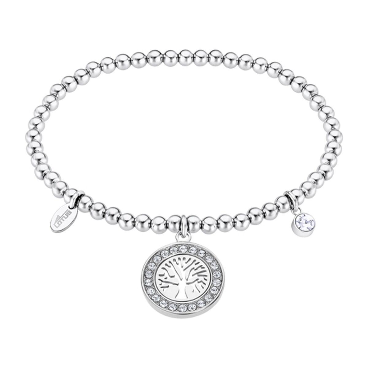 Lotus LS2181-2/4 armbånd til kvinder - sølvfarvet perlearmbånd med livets træ vedhæng