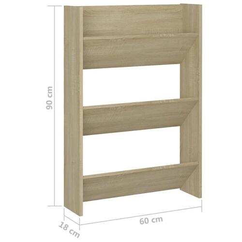 Væghængt skoskab 60x18x90 cm spånplade sonoma-eg