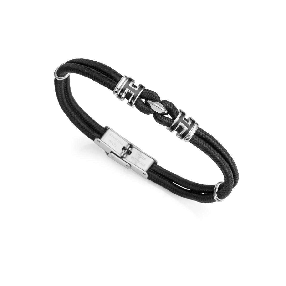 Armbånd til mænd 14017P01010 - sort snor og stål