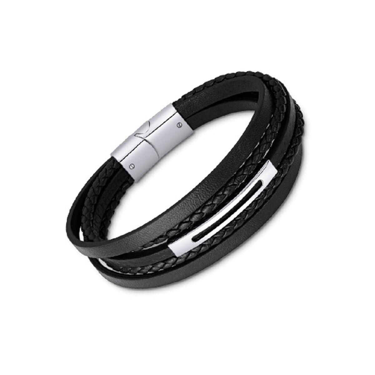 Lotus LS2145-2/3 herrearmbånd - sort, metaldetaljer