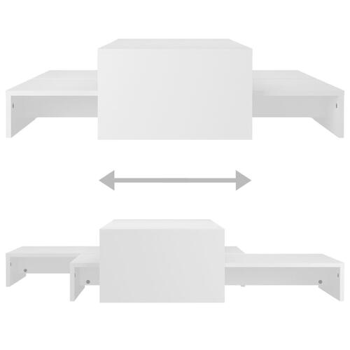 Sofabordssæt 100x100x26,5 cm konstrueret træ hvid