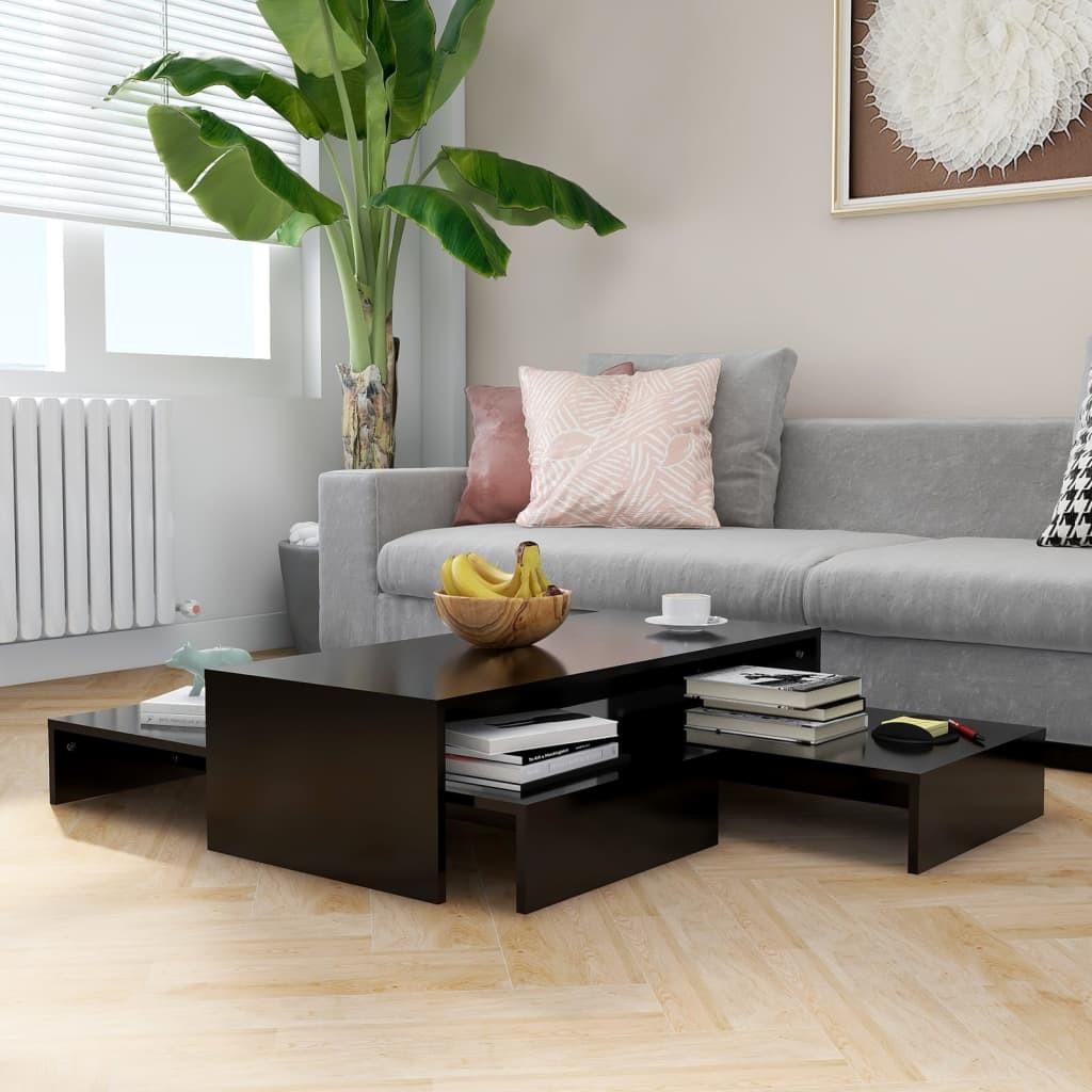 Sofabordssæt 100x100x26,5 cm konstrueret træ sort