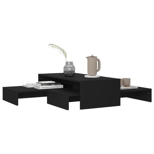 Sofabordssæt 100x100x26,5 cm konstrueret træ sort