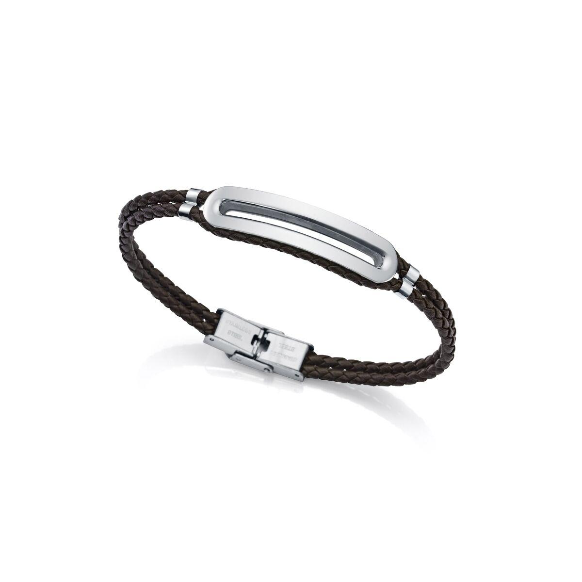 Armbånd til mænd 15127P01011 - flettet brun rem