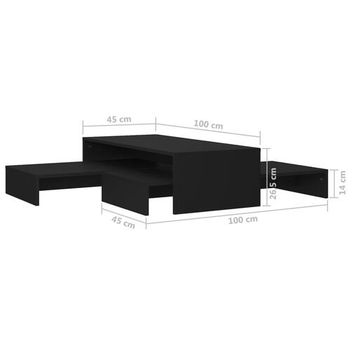 Sofabordssæt 100x100x26,5 cm konstrueret træ sort