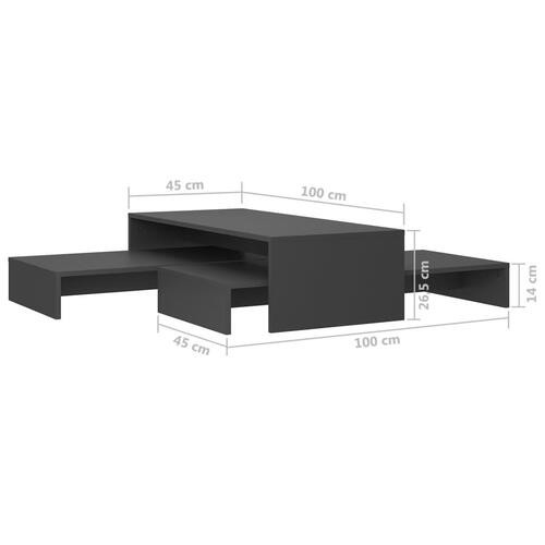 Sofabordssæt 100x100x26,5 cm konstrueret træ grå