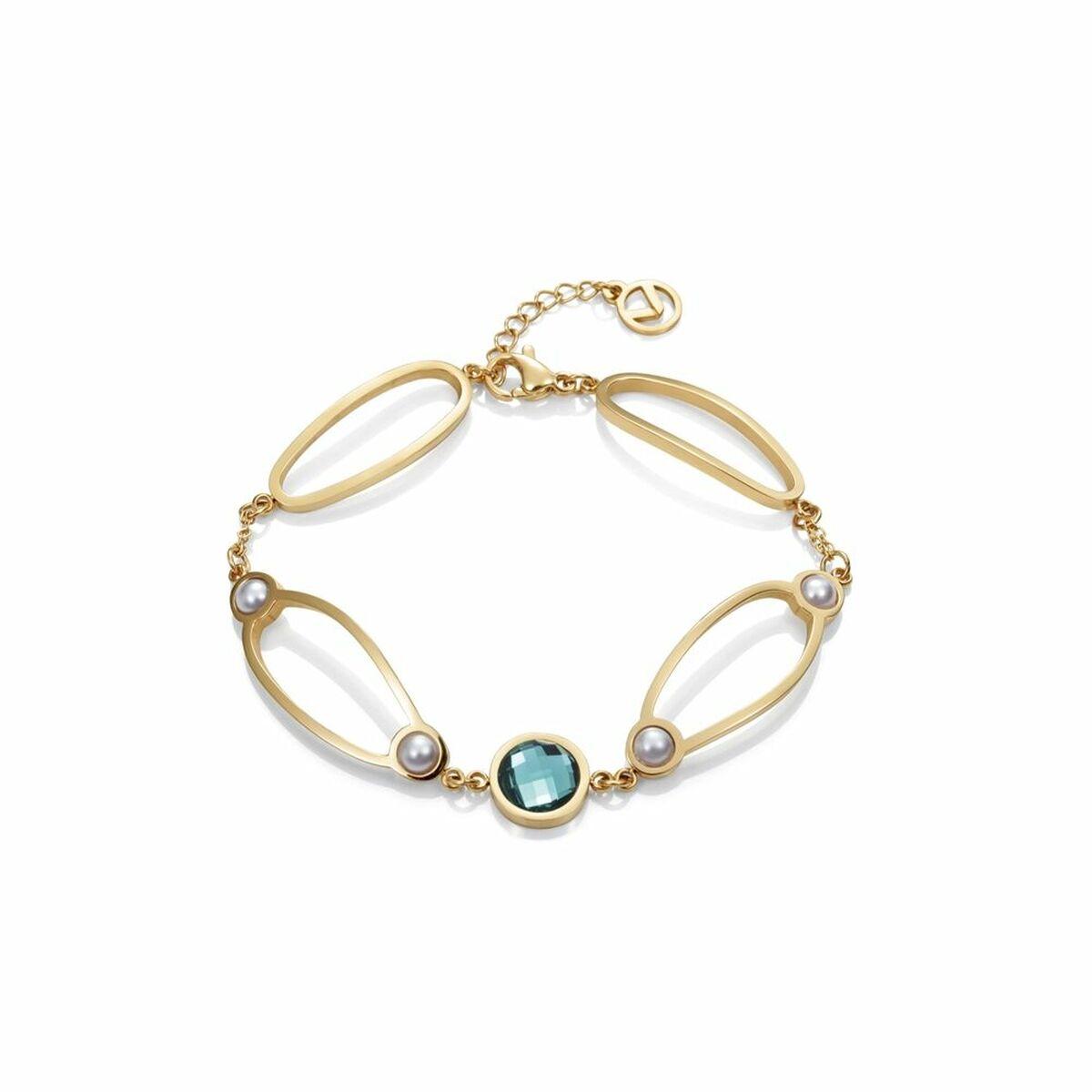 Armbånd til kvinder 15092P01012 - elegant guldfarvet med grøn sten