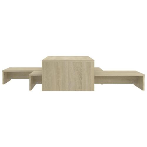 Sofabordssæt 100x100x26,5 cm konstrueret træ sonoma-eg