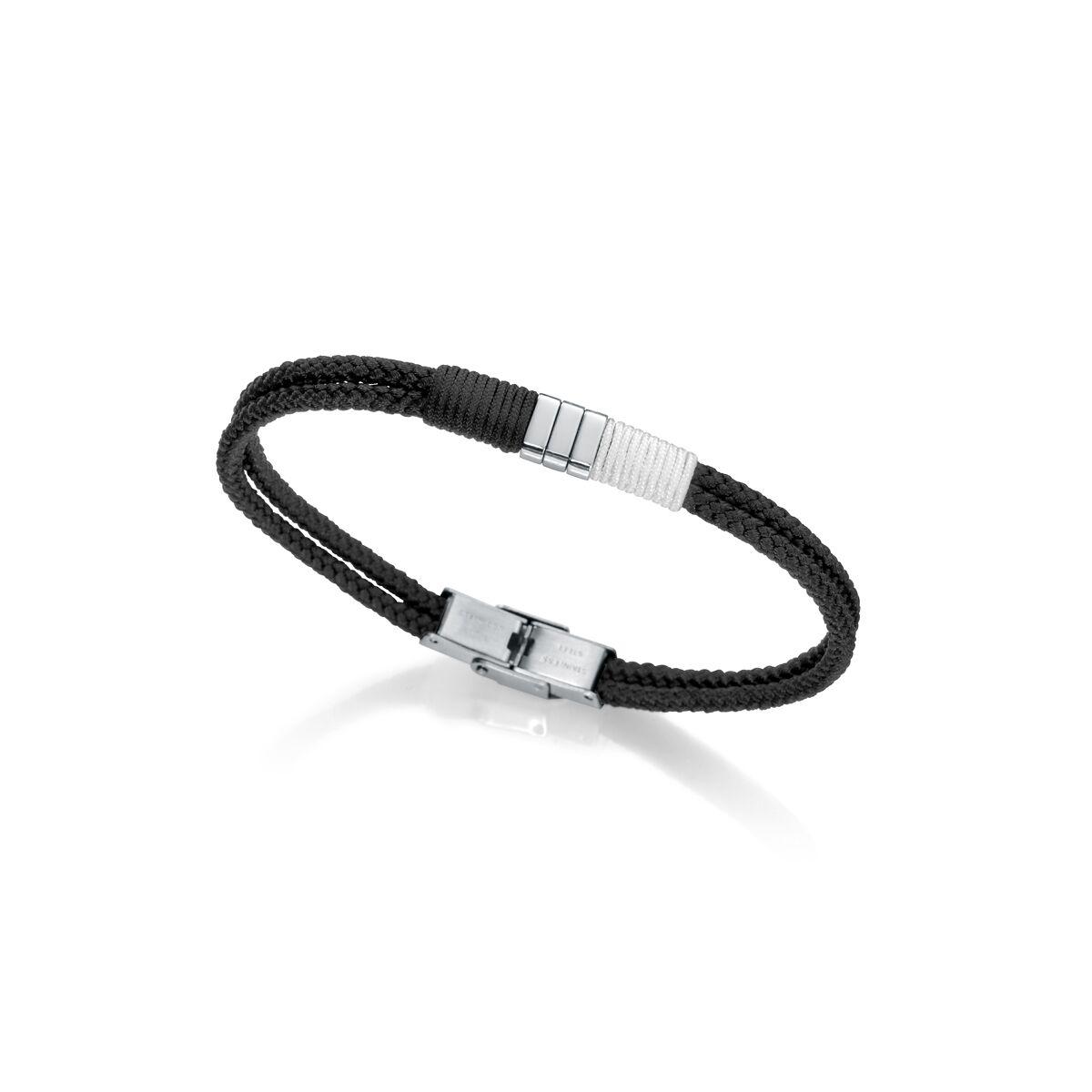 Armbånd til mænd 6466P01010 - sort flettet med stållås
